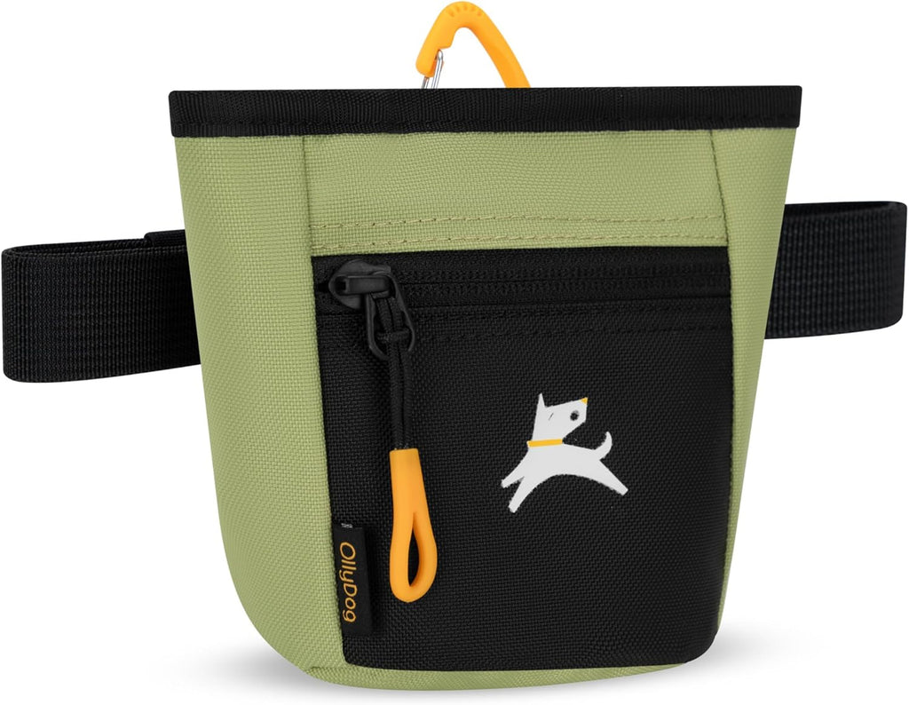 Goodie Treat Bag, Dog Treat Training Pouch | Magnetic Closure | 3 Ways to Wear | Hands-Free Waist Belt | Water-Resistant Recycled Vegan Fabric (Palm)