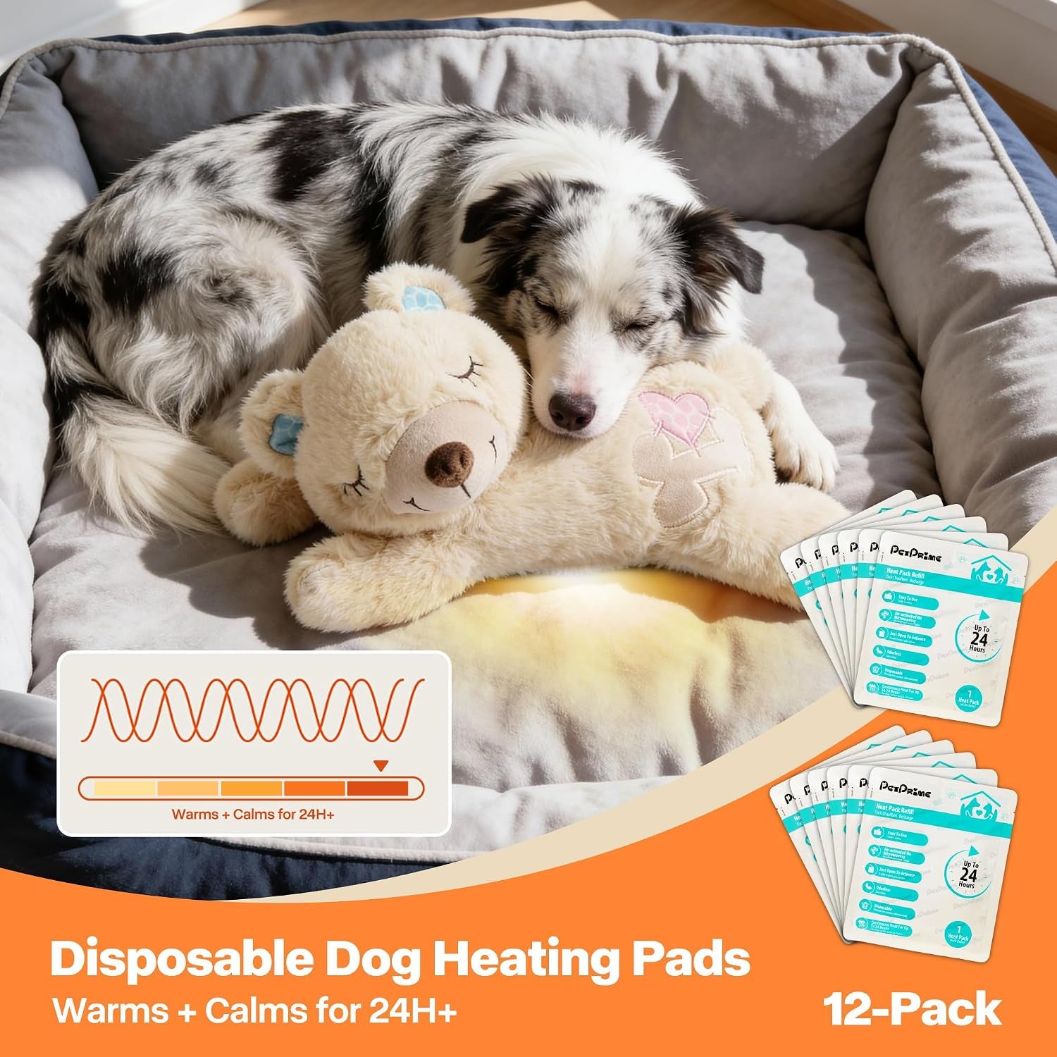 12-Pack Disposable Heat Packs,24-Hour Odorless Warmth for Heartbeat Plush Toys,Soothing Comfort for Anxious Pets