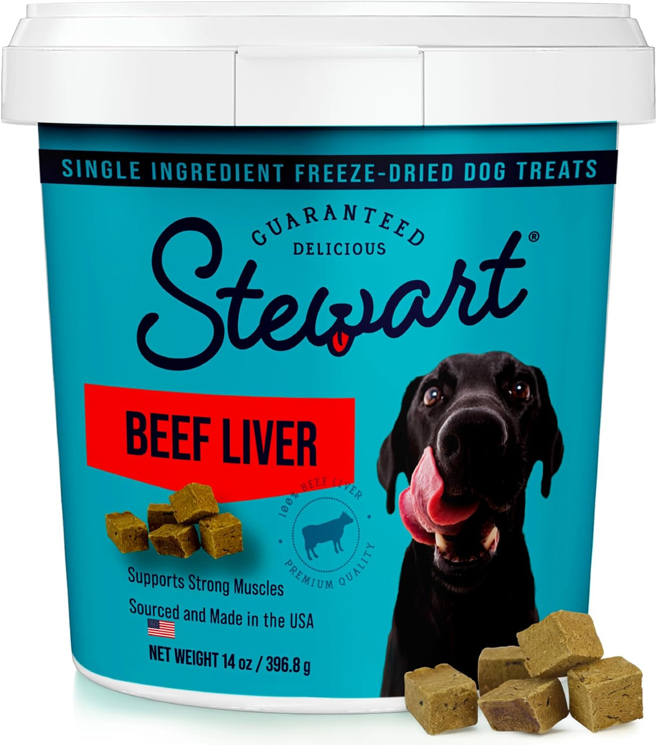 Freeze Dried Dog Treats, 100% Beef Liver, 14 Oz Tub | Premium Quality Raw Protein, Single Ingredient, High Protein Training Treats & Food Topper, No Refrigeration, Cat Friendly