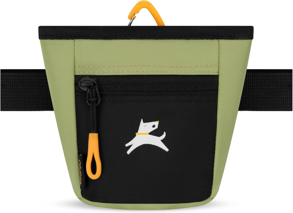 Goodie Treat Bag, Dog Treat Training Pouch | Magnetic Closure | 3 Ways to Wear | Hands-Free Waist Belt | Water-Resistant Recycled Vegan Fabric (Palm)