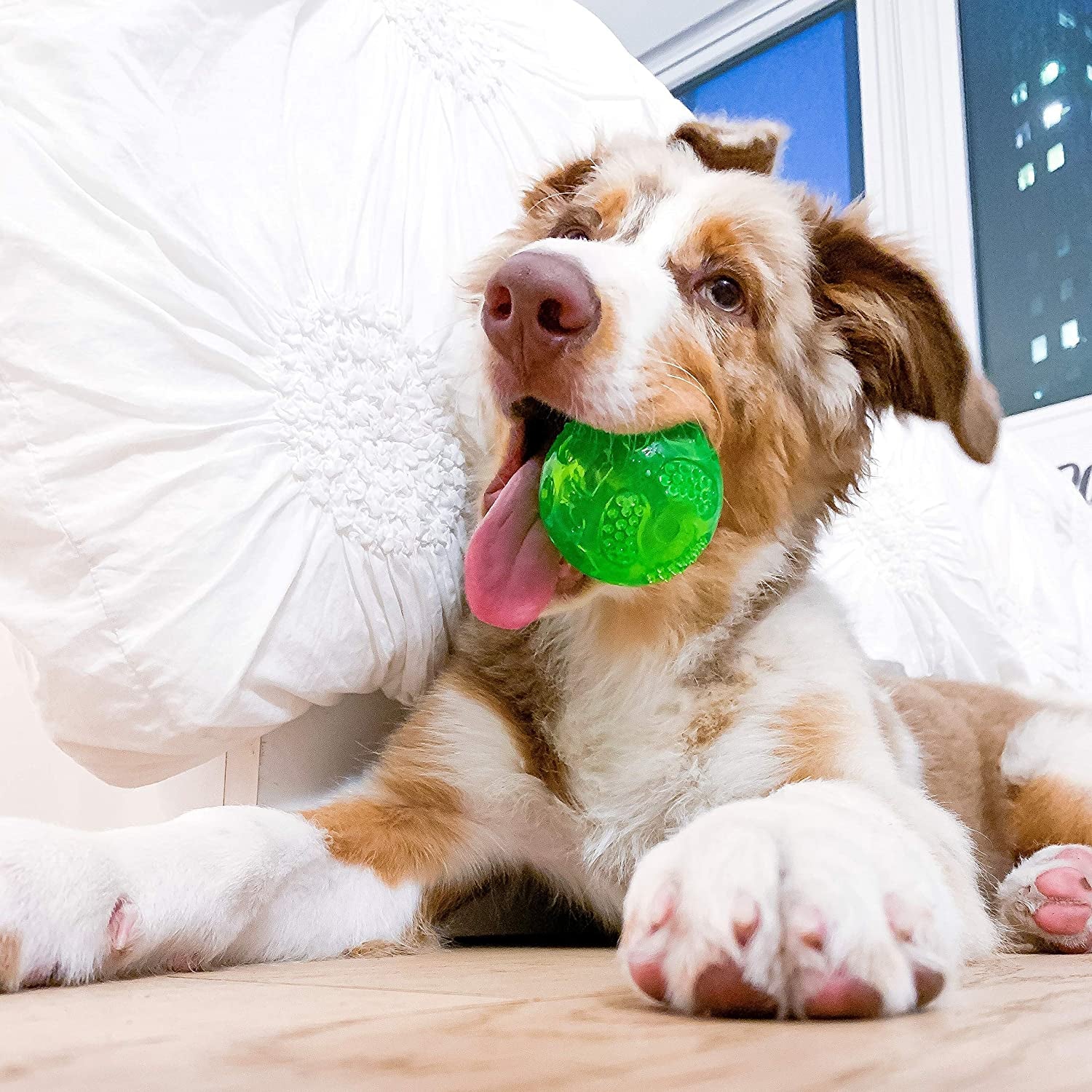 Durasqueak Dog Ball Toy, Interactive Dog Toys That Float and Squeaks for Playing, Fetching and Retrieving-Great Alternative to Traditional Tennis Balls Green 2.5 Inch | Bold Sound Effects Reward Play, a Fresh Alternative to Traditional Tennis Options, Keeps Pups Chasing and Retrieving Daily