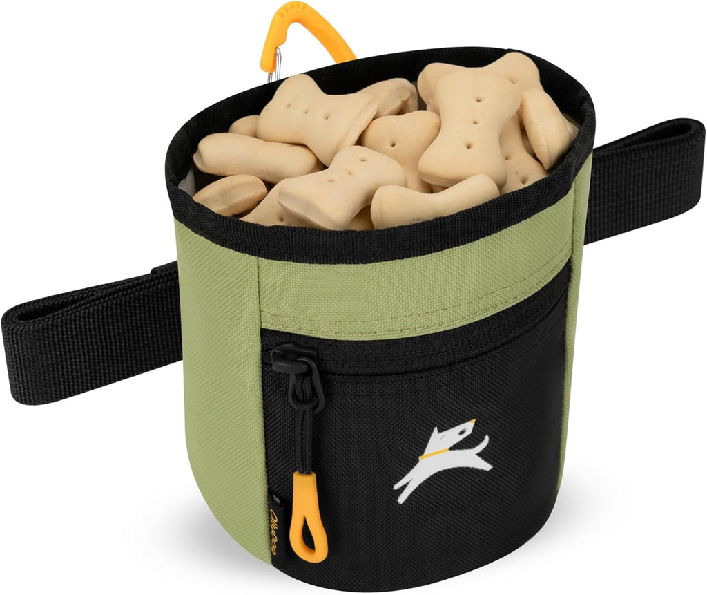 Goodie Treat Bag, Dog Treat Training Pouch | Magnetic Closure | 3 Ways to Wear | Hands-Free Waist Belt | Water-Resistant Recycled Vegan Fabric (Palm)