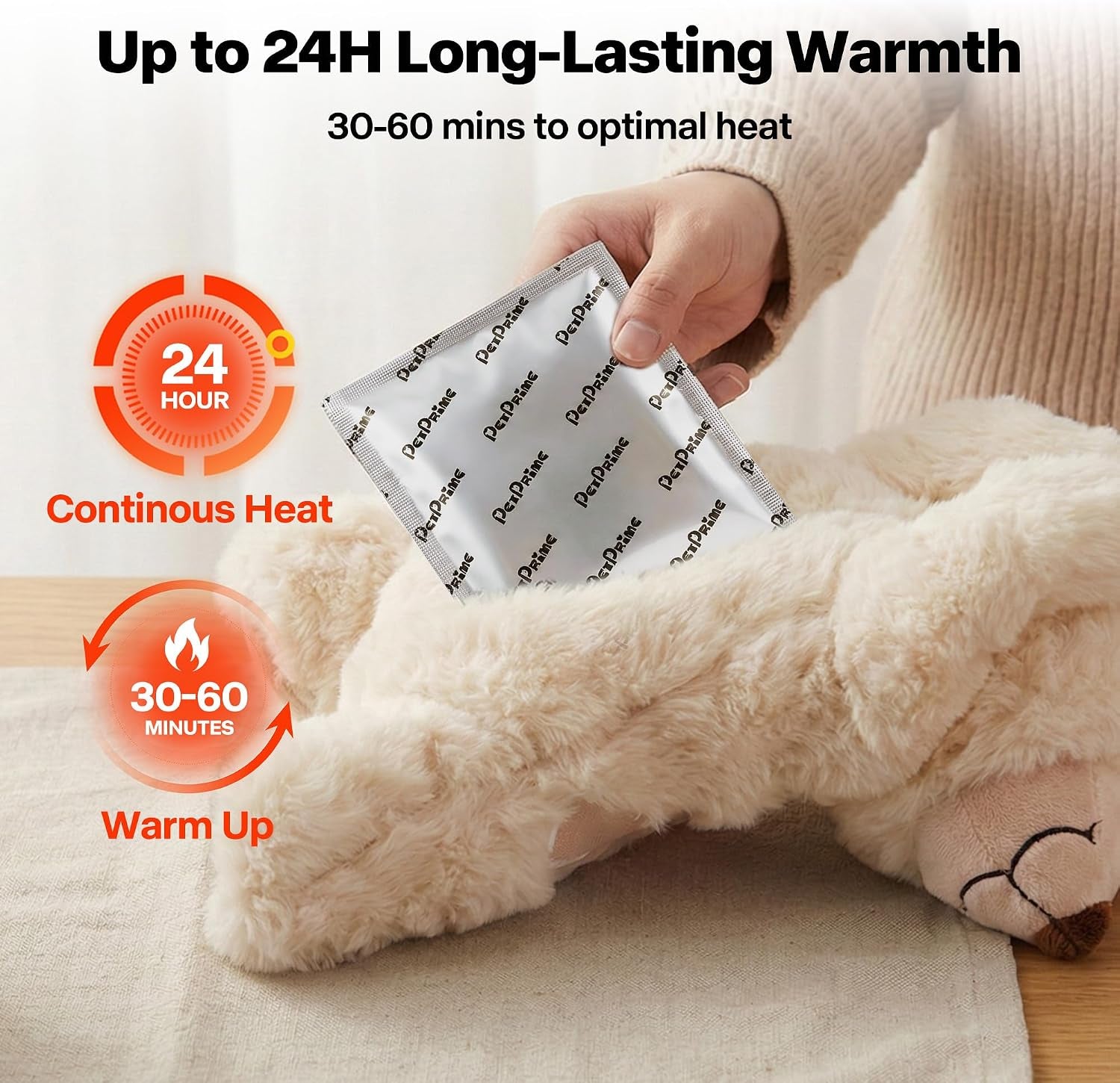 12-Pack Disposable Heat Packs,24-Hour Odorless Warmth for Heartbeat Plush Toys,Soothing Comfort for Anxious Pets