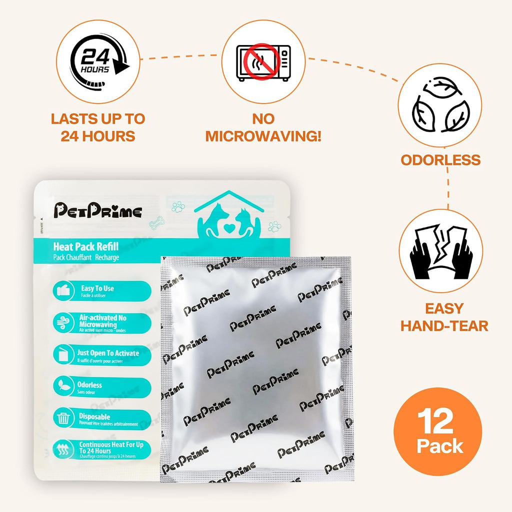 12-Pack Disposable Heat Packs,24-Hour Odorless Warmth for Heartbeat Plush Toys,Soothing Comfort for Anxious Pets